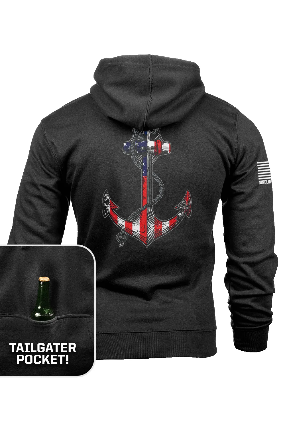 Anchor Flag - Raglan Tailgater Hoodie sold by Nine Line