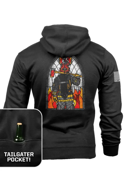 Stained Glass Firefighter - Tailgater Hoodie sold by Nine Line