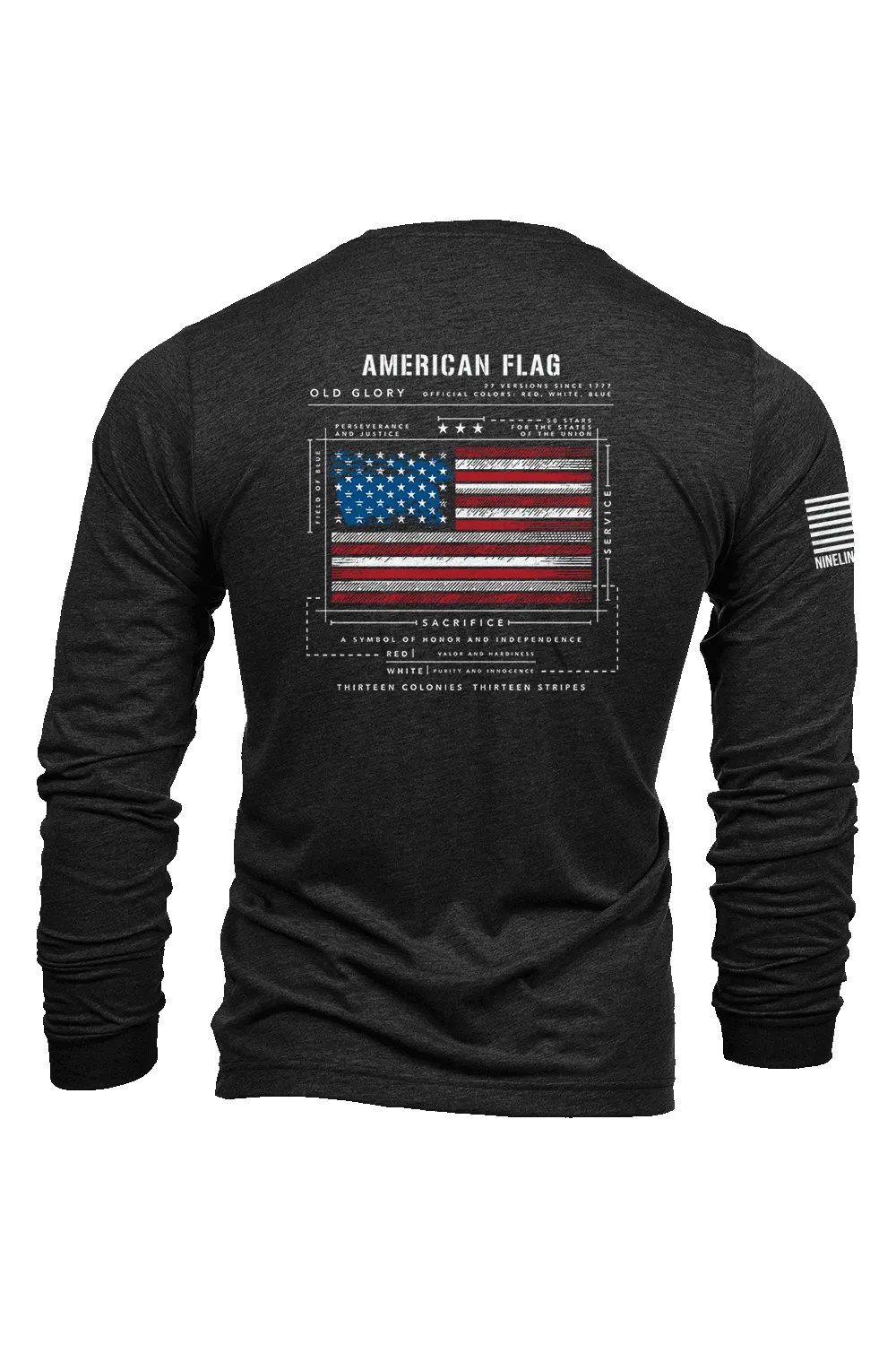 American Flag Schematic - Long Sleeve T-Shirt sold by Nine Line