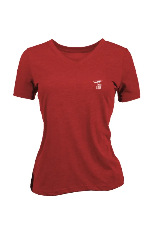 Small Dropline Logo - Women's Relaxed Fit V-Neck Shirt - America Edition sold by Nine Line