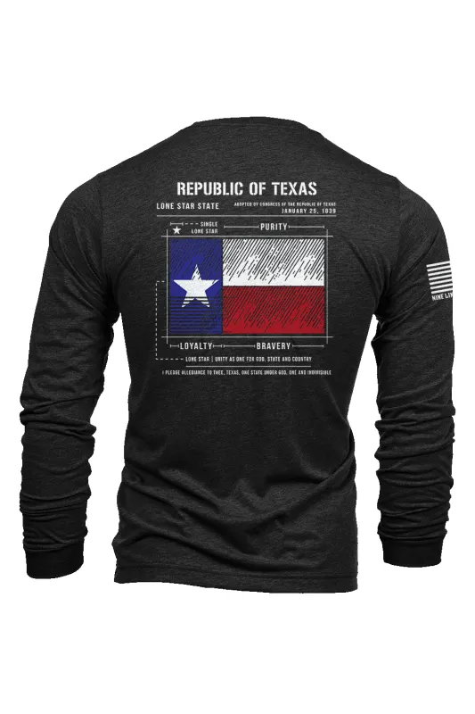Texas Flag Schematic - Long-Sleeve Shirt sold by Nine Line
