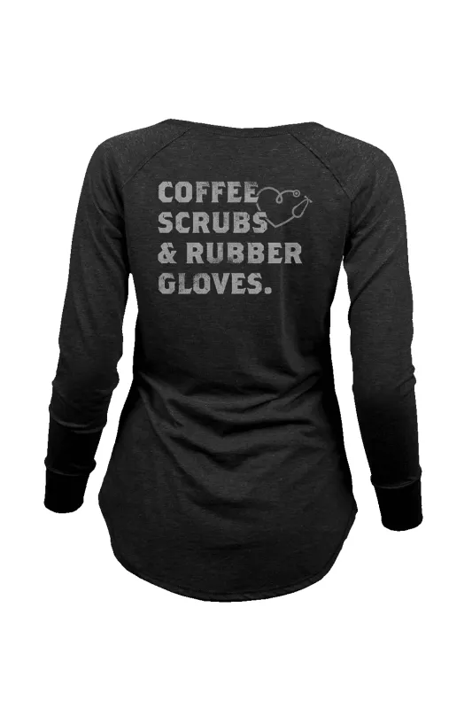 Coffee, Scrubs & Rubber Gloves - Women's Long-Sleeve Shirt sold by Nine Line