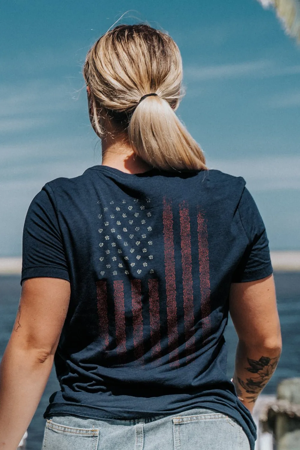 Floral Pattern Flag - Women's T-Shirt sold by Nine Line product image thumbnail 2