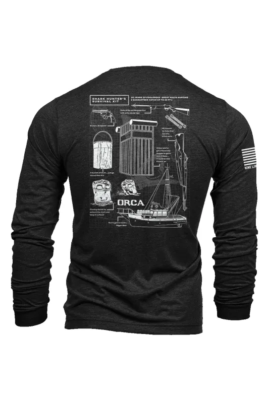 Shark Hunter Schematic - Long-Sleeve Shirt sold by Nine Line