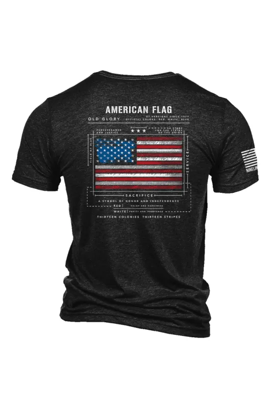 American Flag Schematic - T-Shirt sold by Nine Line