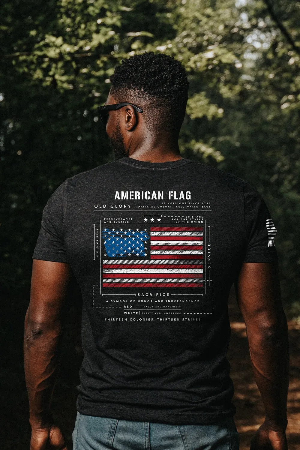 American Flag Schematic - T-Shirt sold by Nine Line product image thumbnail 2