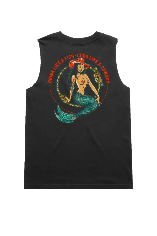 Cowgirl Mermaid - Women's Boyfriend Tank Top sold by Nine Line