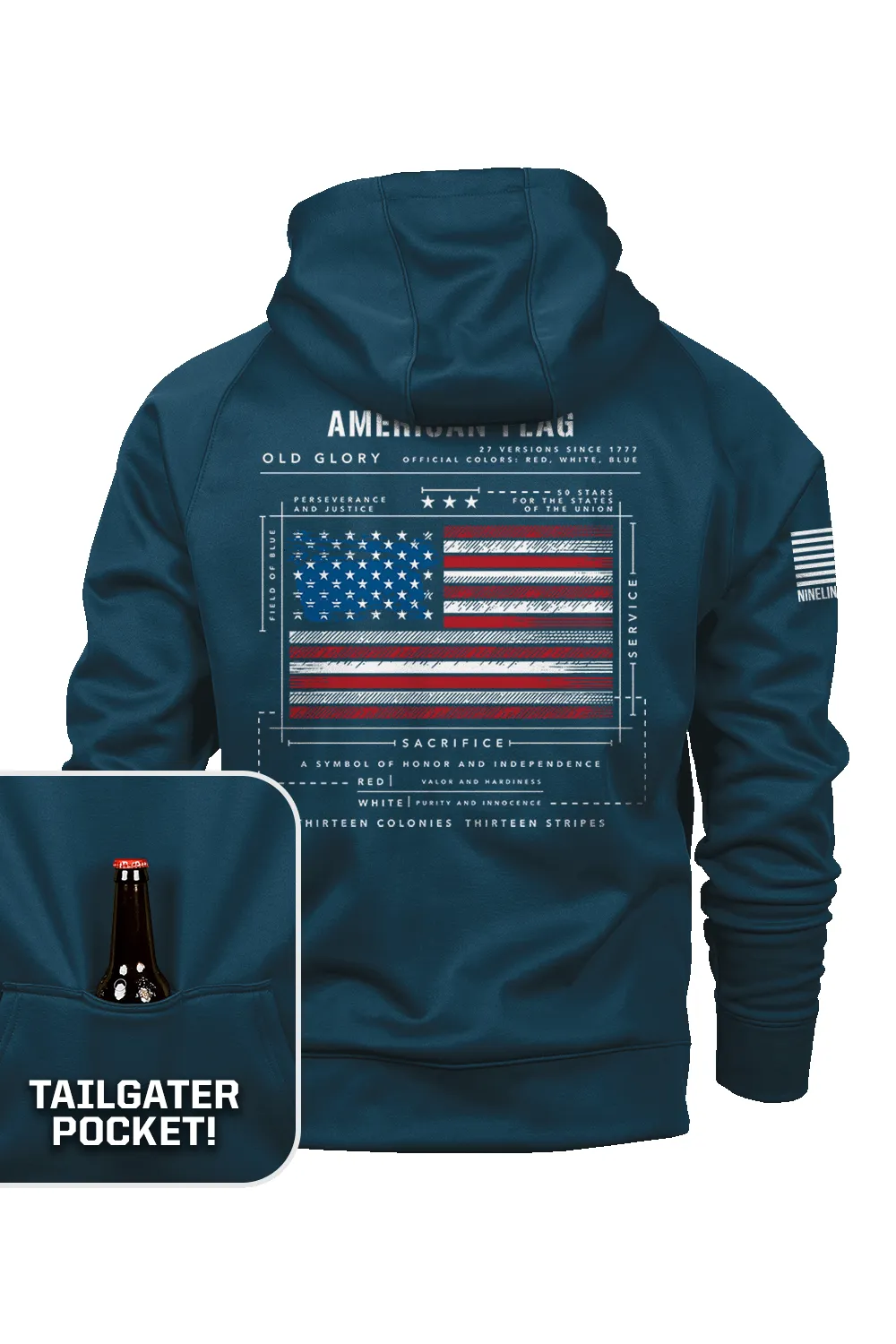 American Flag Schematic - Raglan Tailgater Hoodie sold by Nine Line product image thumbnail 5