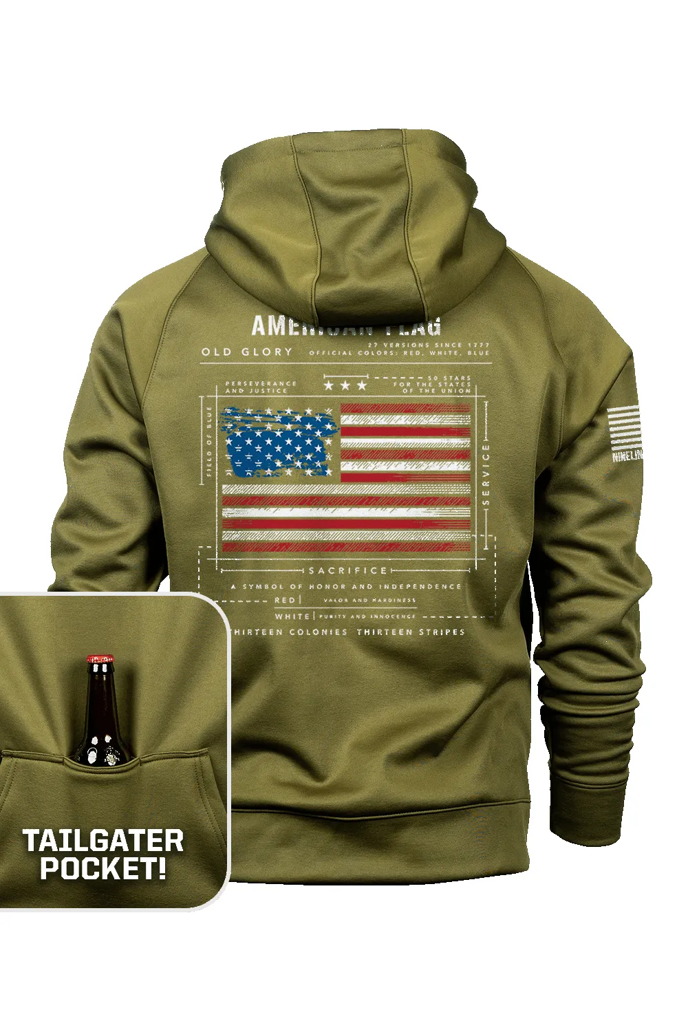 American Flag Schematic - Raglan Tailgater Hoodie sold by Nine Line product image thumbnail 3