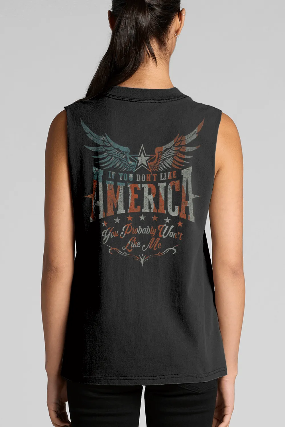 Like America - Women's Boyfriend Tank Top sold by Nine Line product image thumbnail 2