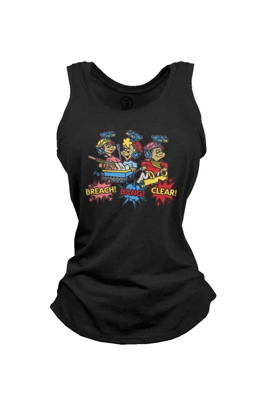 Breach, Bang, Clear - Women's Racerback Tank sold by Nine Line