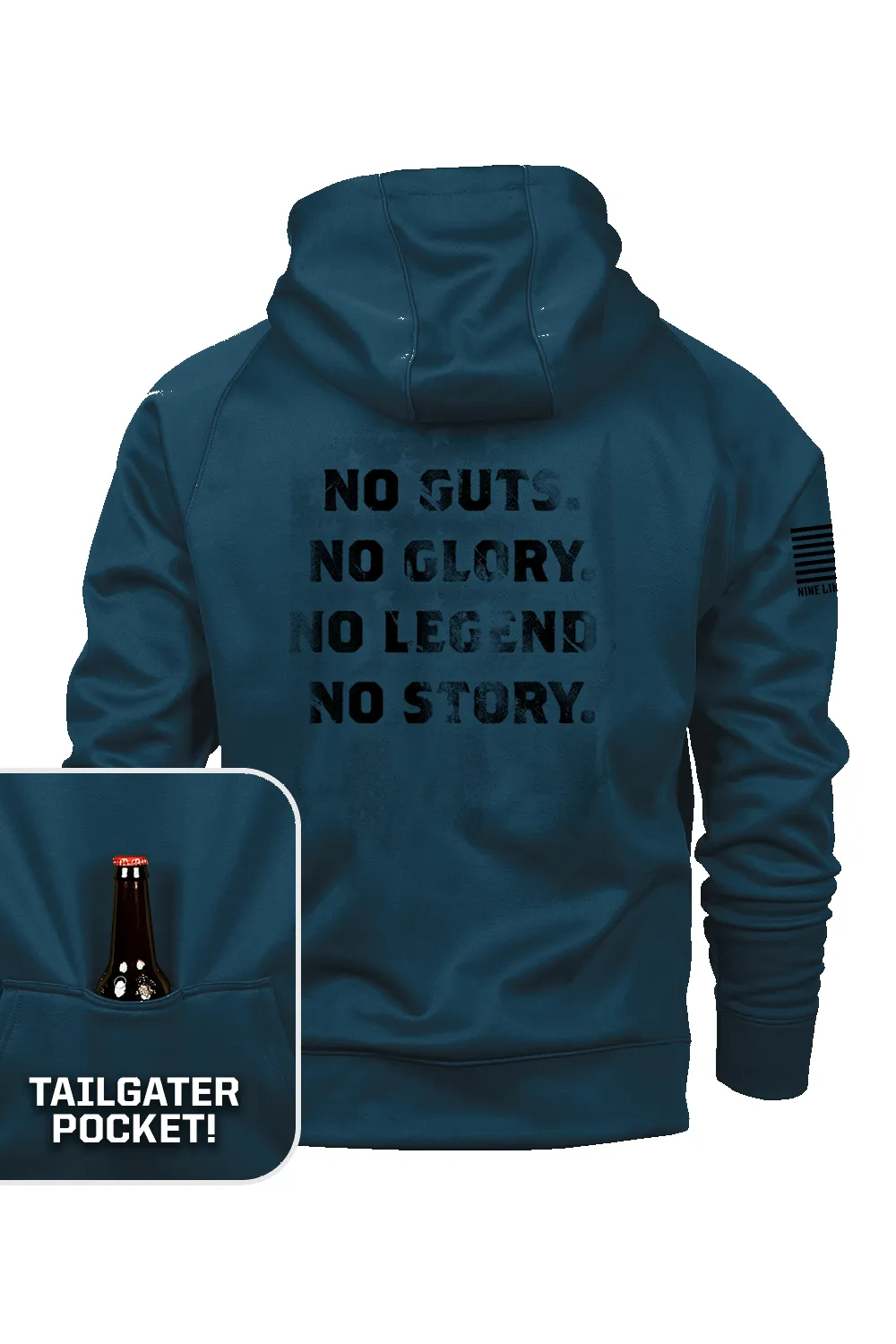 NO GUTS - Raglan Tailgater Hoodie sold by Nine Line product image thumbnail 3