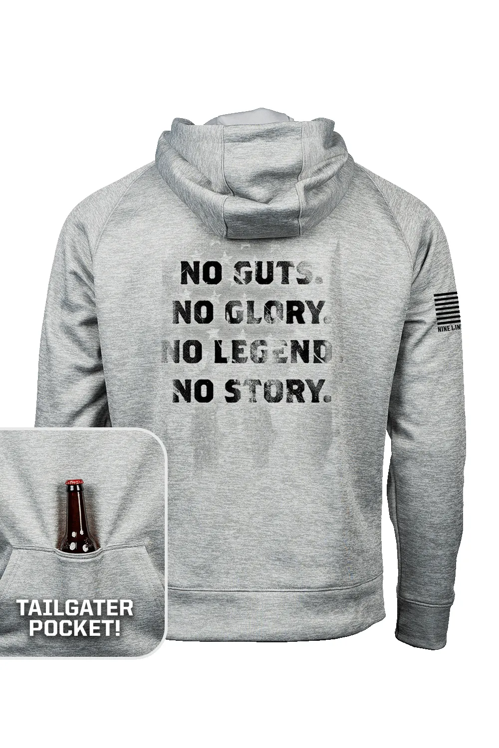 NO GUTS - Raglan Tailgater Hoodie sold by Nine Line product image thumbnail 5