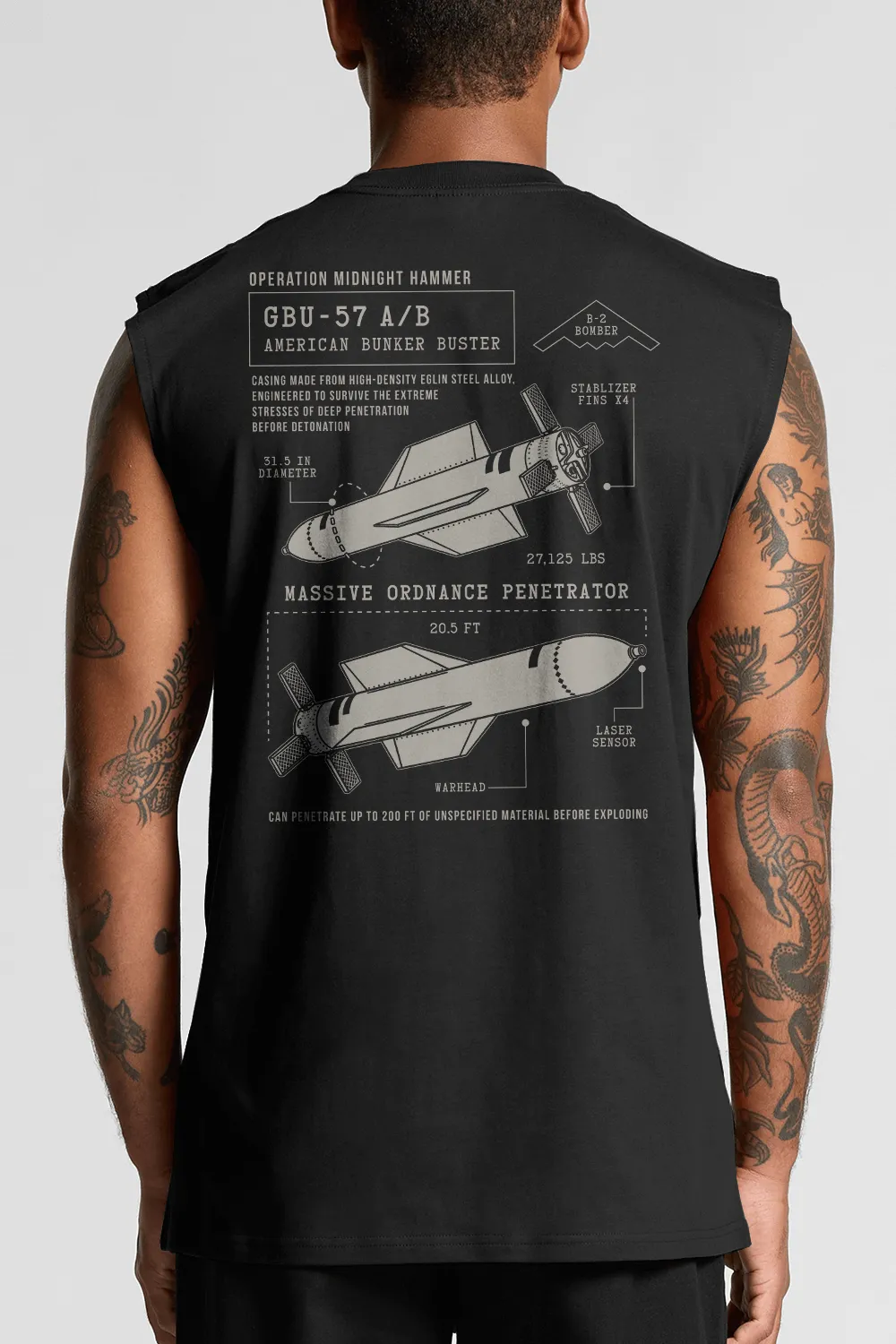 Bunker Buster Schematic - Men's Muscle Tank Top sold by Nine Line product image thumbnail 2