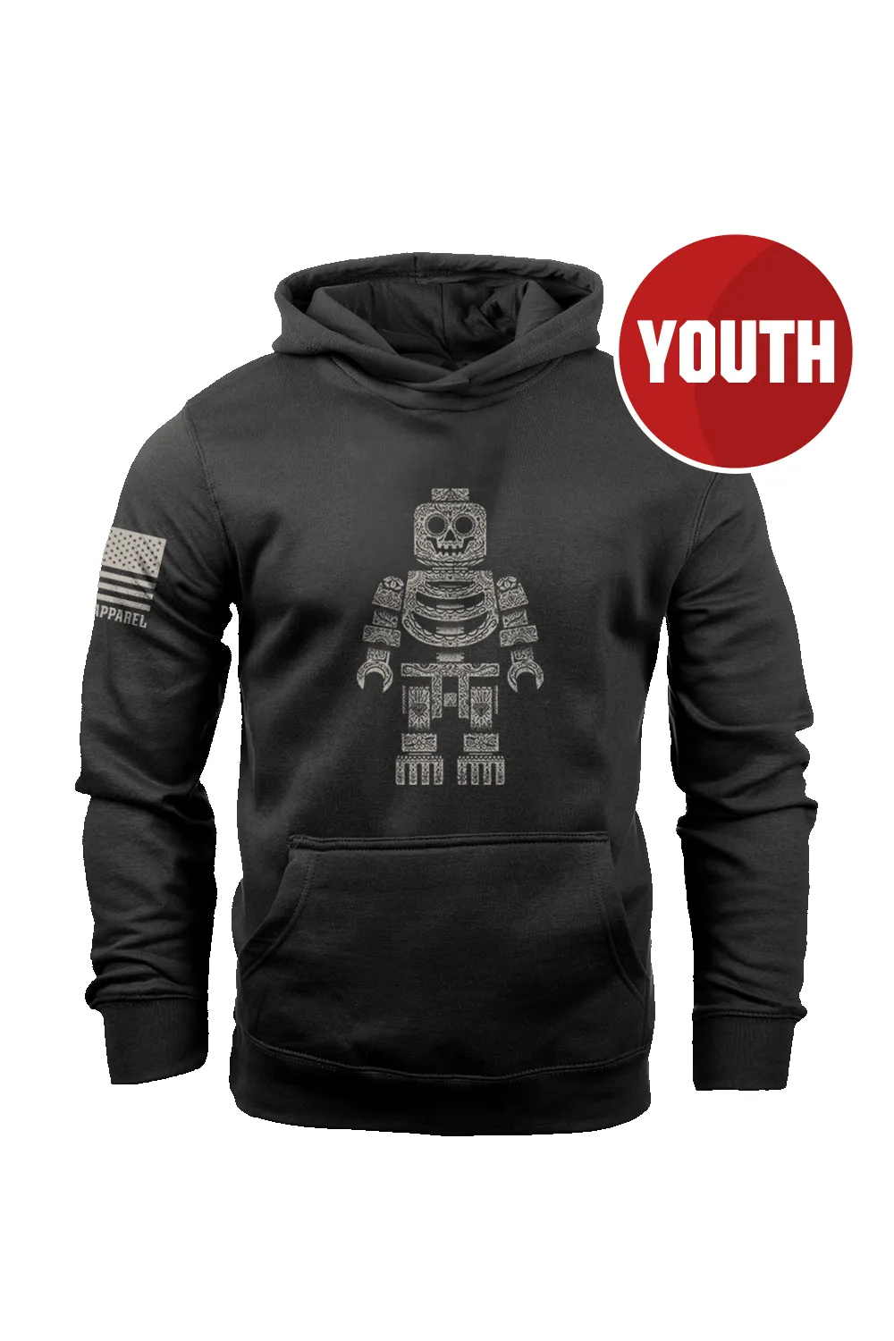 Sugar Skull Block Head - Youth Hoodie sold by Nine Line