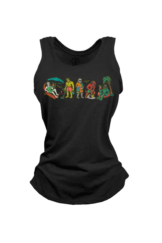 Monster Beach - Women's Racerback Tank sold by Nine Line