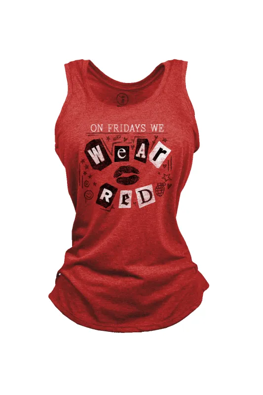 On Fridays We Wear RED - Women's Racerback Tank sold by Nine Line