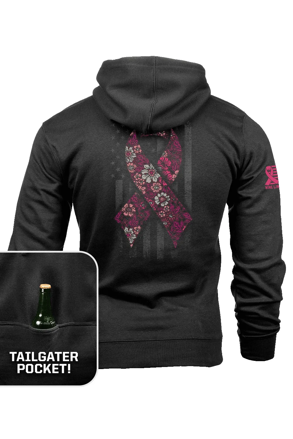 Breast Cancer Ribbon Flag 2025 - Tailgater Hoodie sold by Nine Line