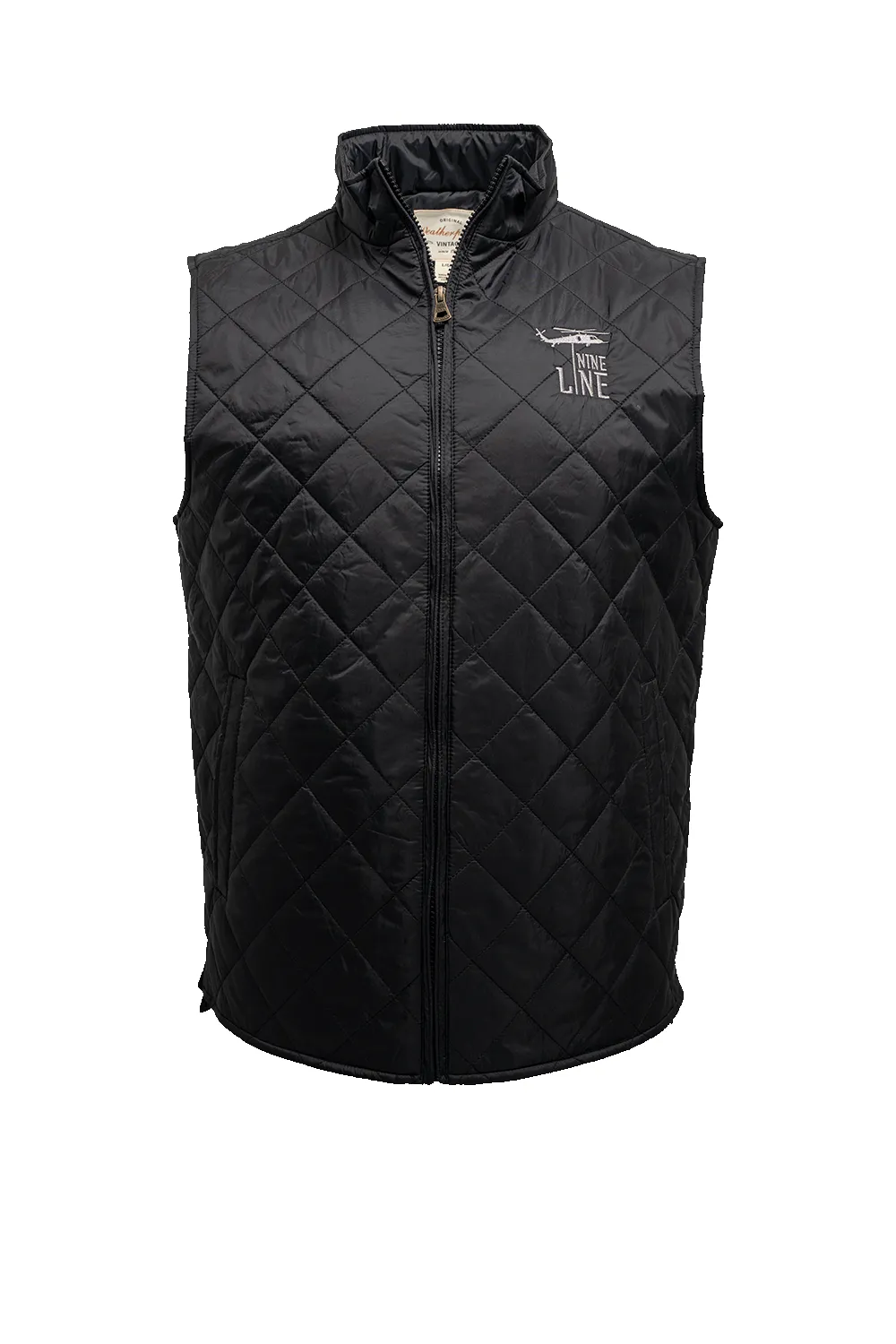 Men's Diamond Quilted Vest with Dropline Logo sold by Nine Line