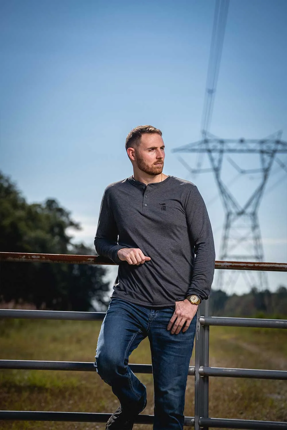 Dropline Logo - Long Sleeve Henley sold by Nine Line product image thumbnail 2