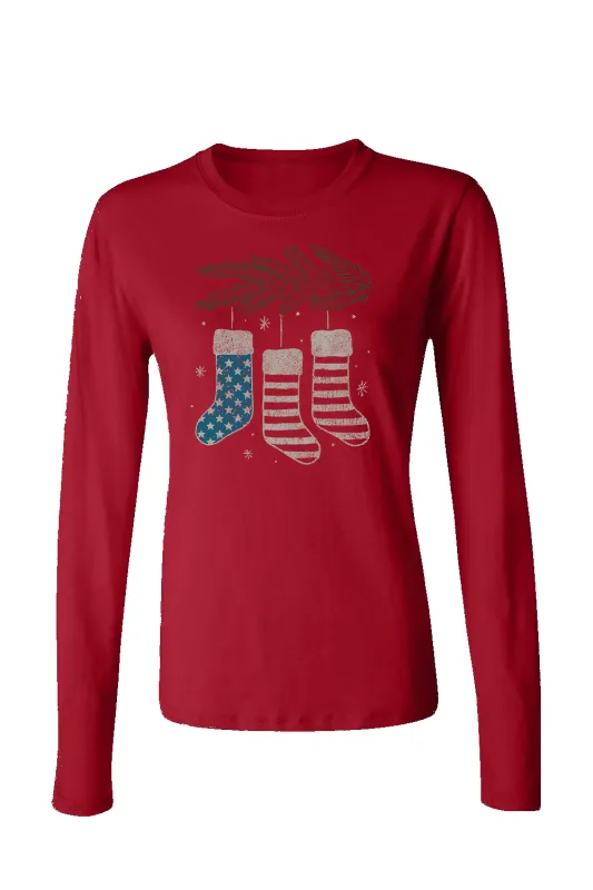 USA Stockings - Women's Long-Sleeve Shirt sold by Nine Line
