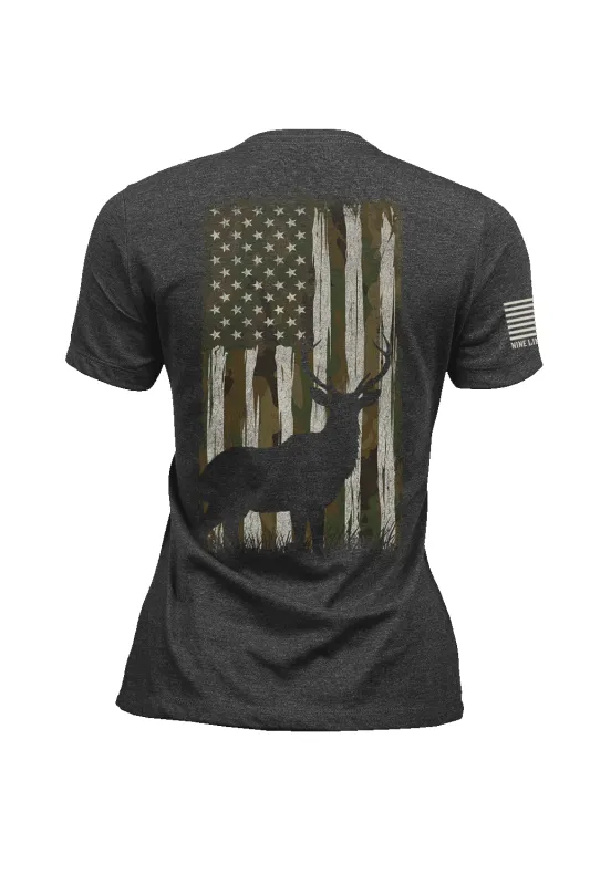 Camo Buck - Women's T-Shirt sold by Nine Line