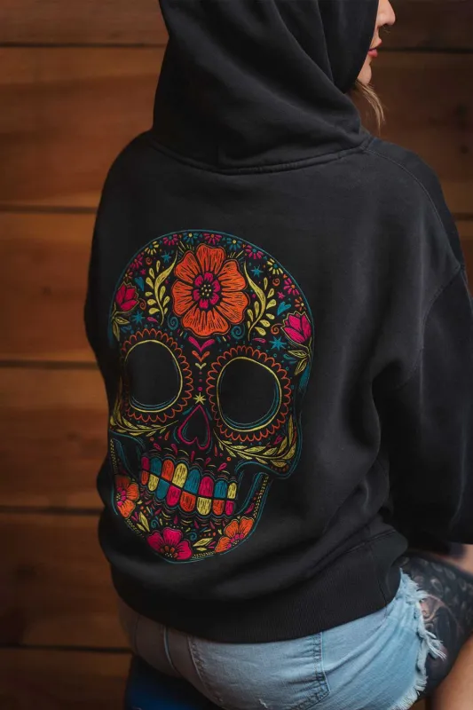 Flower Skull - Women's Relaxed Fit Hoodie made by Nine Line