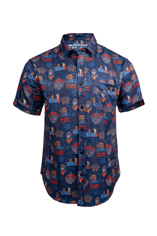 Welcome to Earth - Short Sleeve Button Down made by Nine Line