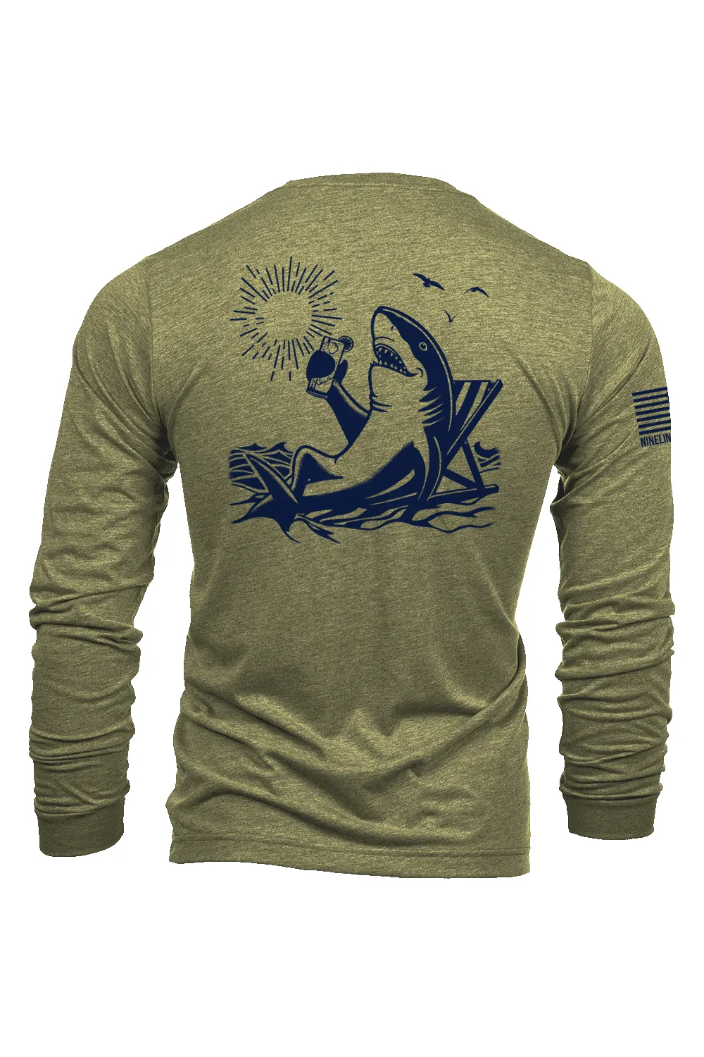 Beach Shark - Long Sleeve T-Shirt sold by Nine Line product image thumbnail 3