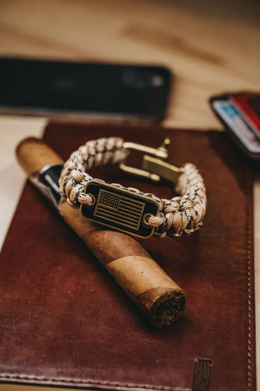 Desert Camo Paracord Flag Bracelet sold by Nine Line