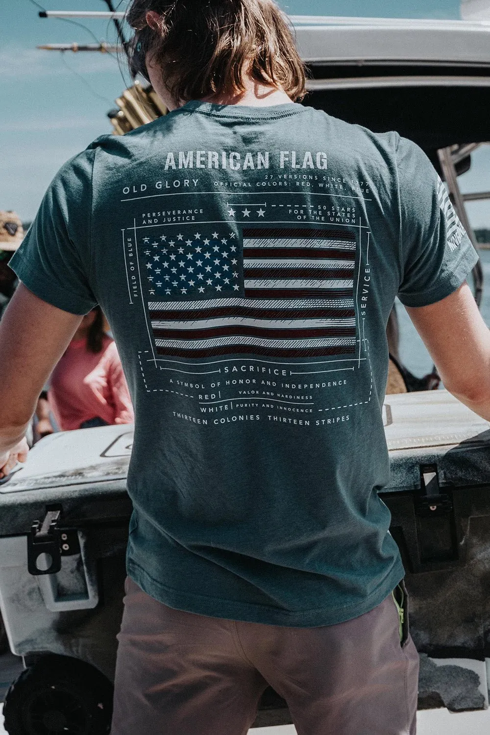 American Flag Schematic - T-Shirt sold by Nine Line product image thumbnail 2