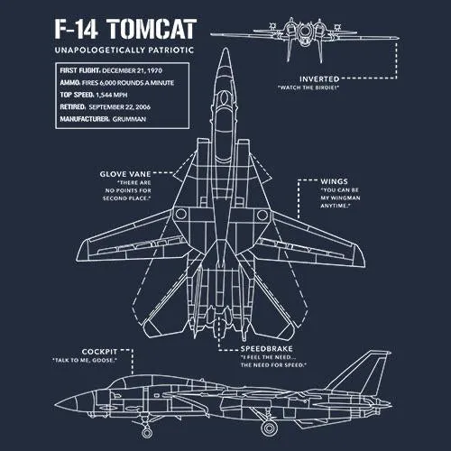 F-14 Tomcat Schematic - T-Shirt sold by Nine Line product image thumbnail 3