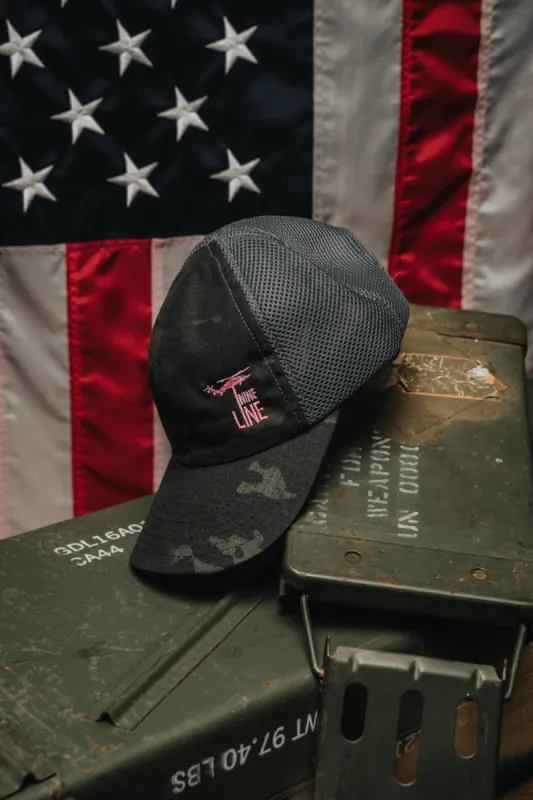 American Made Mesh Back Dark Multicam Hat Pink Dropline sold by Nine Line