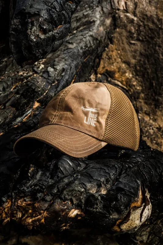 Tan American Made Mesh Back Hat with Dropline sold by Nine Line