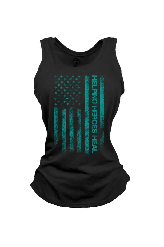 Women's Racerback Tank - PTS Awareness Month - For the Love of a Veteran sold by Nine Line