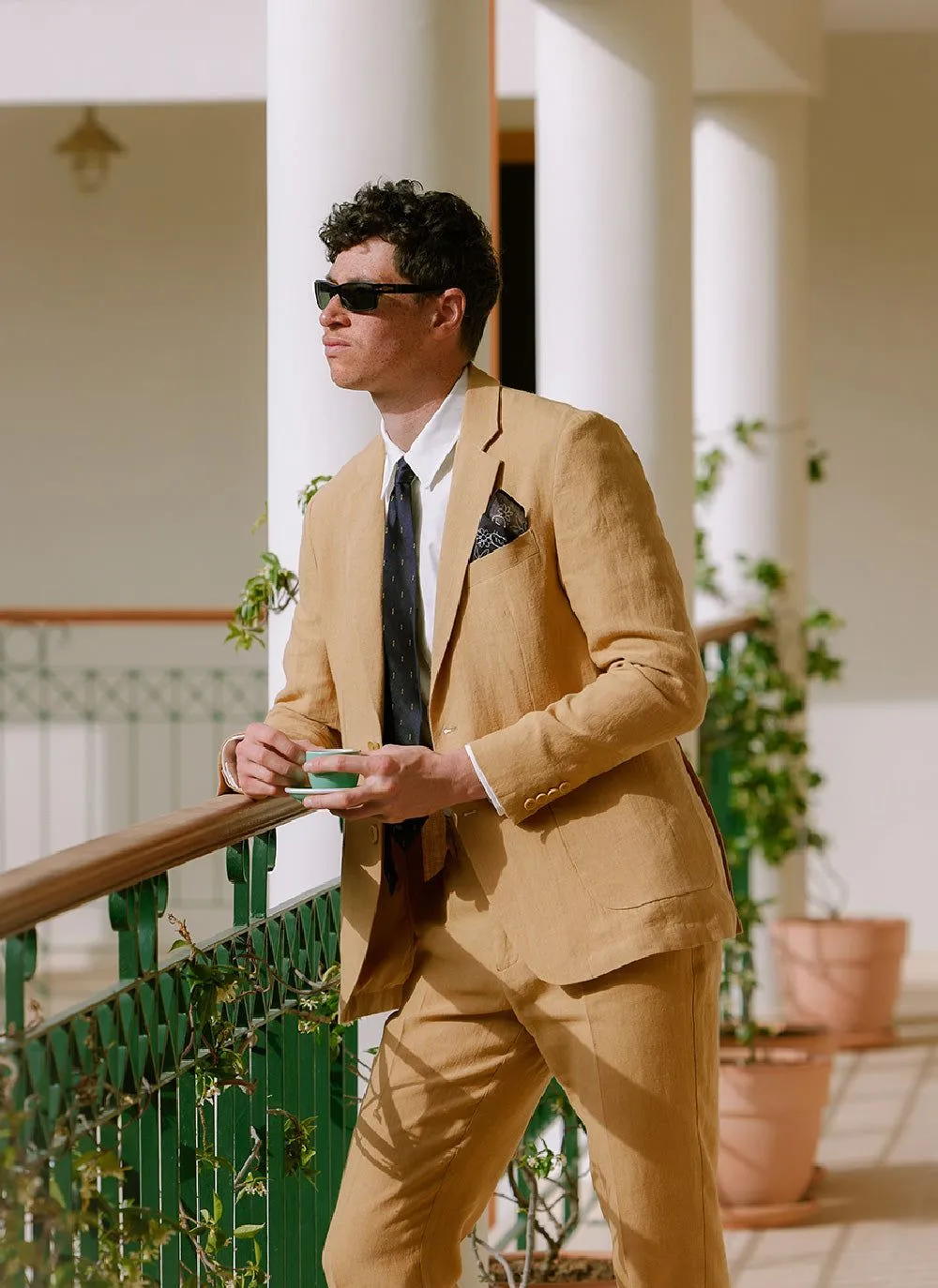 Tailored Linen Blazer | Camel sold by Percival product image thumbnail 3