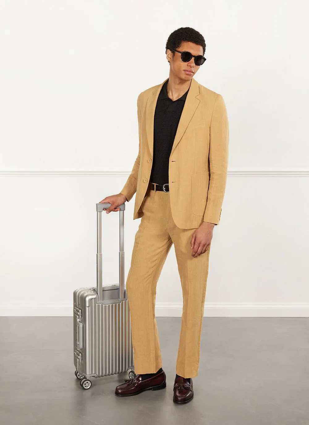 Tailored Linen Blazer | Camel sold by Percival