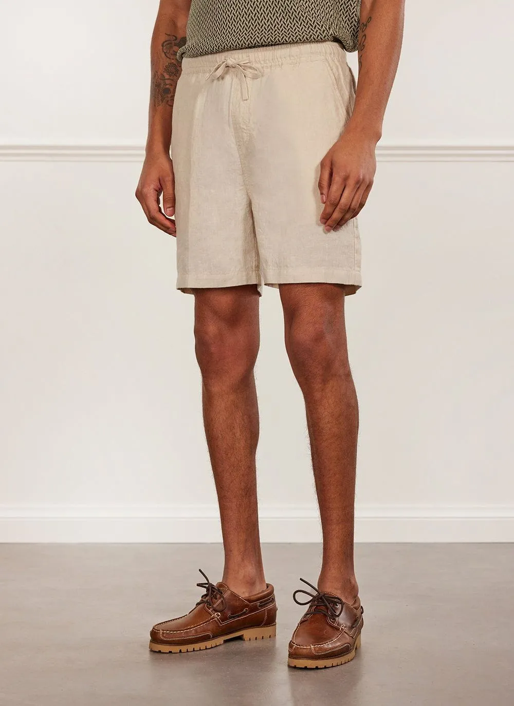 Pleated Linen Shorts | Cream sold by Percival product image thumbnail 2