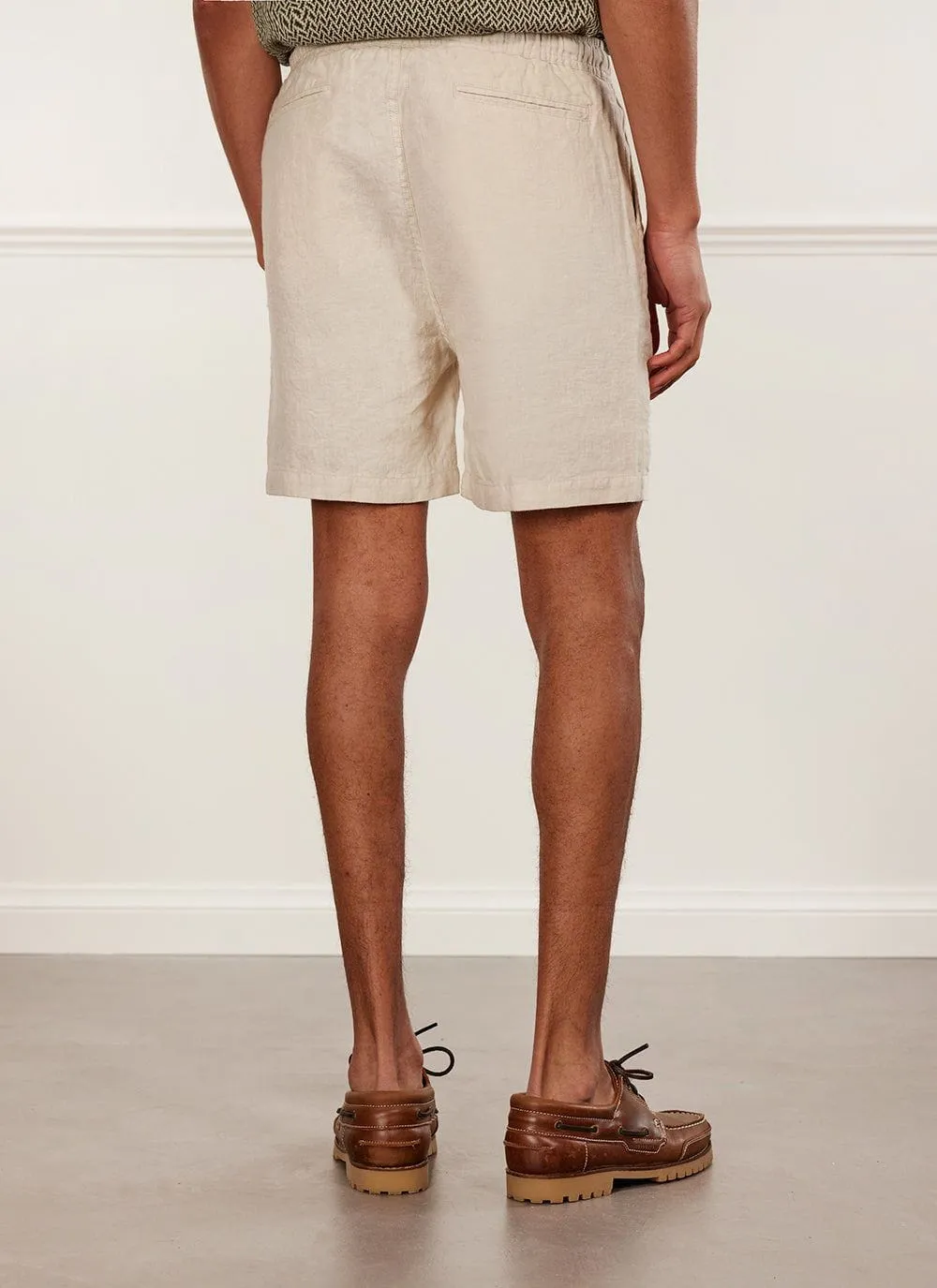 Pleated Linen Shorts | Cream sold by Percival product image thumbnail 3