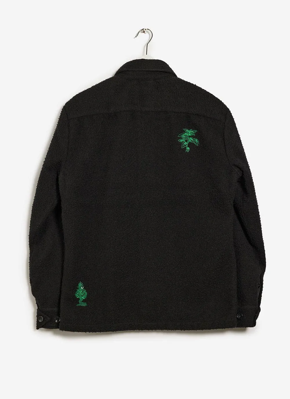 Botanical Embroidered Blanket Overshirt | Casentino Wool | Black sold by Percival product image thumbnail 2