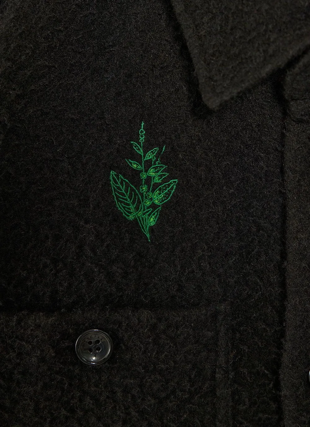 Botanical Embroidered Blanket Overshirt | Casentino Wool | Black sold by Percival product image thumbnail 3