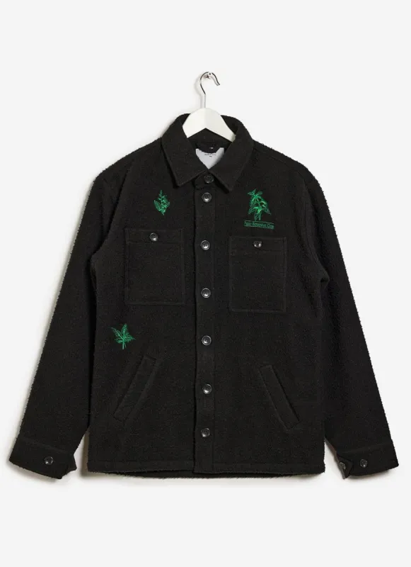 Botanical Embroidered Blanket Overshirt | Casentino Wool | Black sold by Percival