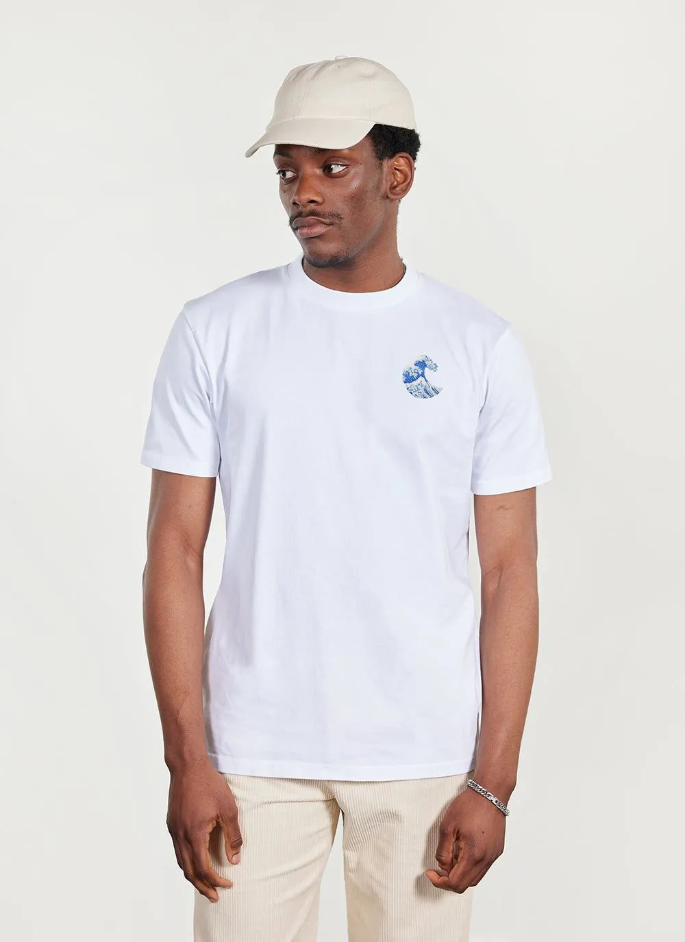 Wave T Shirt | Embroidered Organic Cotton | White sold by Percival product image thumbnail 2