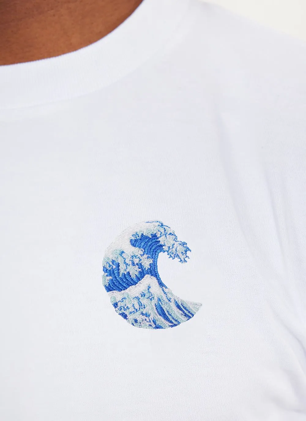 Wave T Shirt | Embroidered Organic Cotton | White sold by Percival
