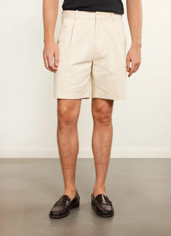 Auxiliary Tailored Shorts | Twill Cotton | Ecru sold by Percival
