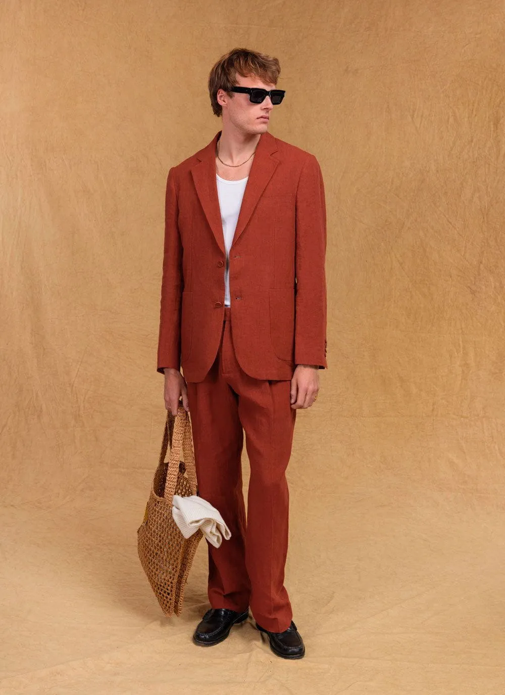 Relaxed Tailored Linen Blazer | Rust sold by Percival product image thumbnail 2