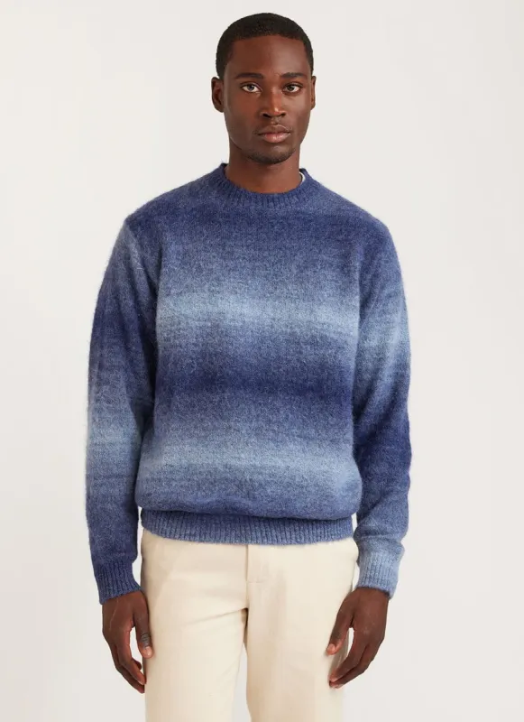 Deku Gradient Crew Neck Jumper | Mohair | Navy sold by Percival