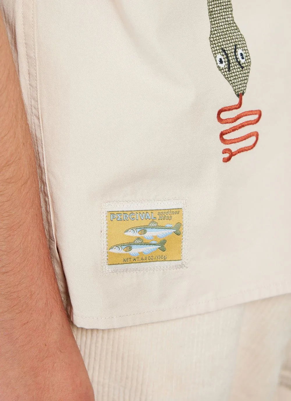 Serpent Tapestry Cuban Shirt | Cotton | White sold by Percival product image thumbnail 3