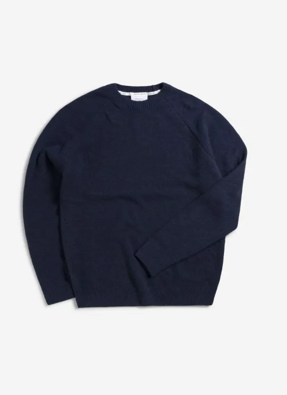 Auxiliary Crew Neck Jumper | Alpaca Wool | Navy sold by Percival