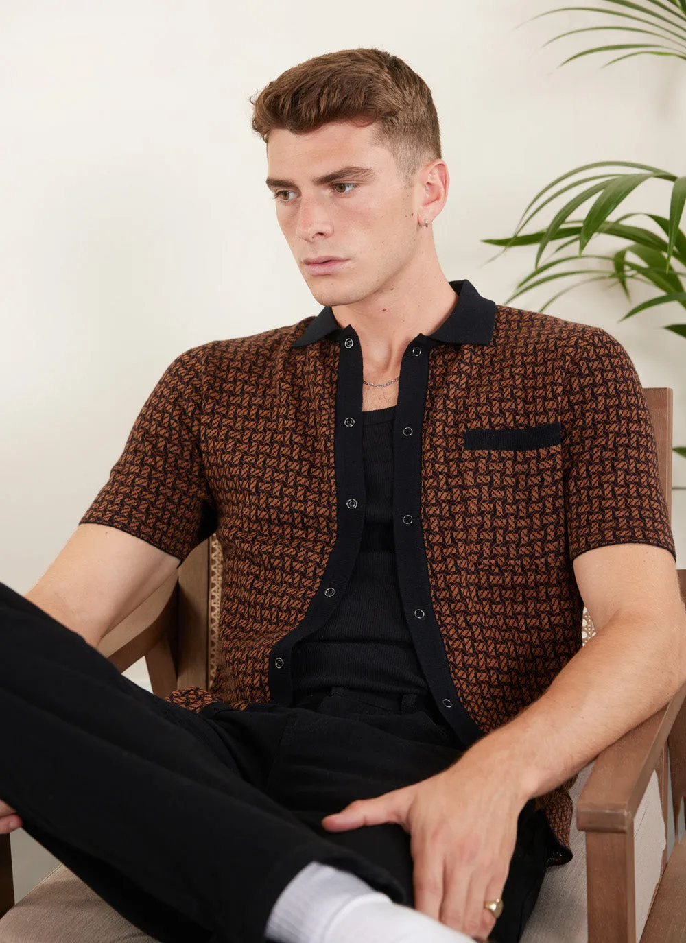 Sazerac Knitted Shirt | Cotton | Espresso sold by Percival product image thumbnail 4